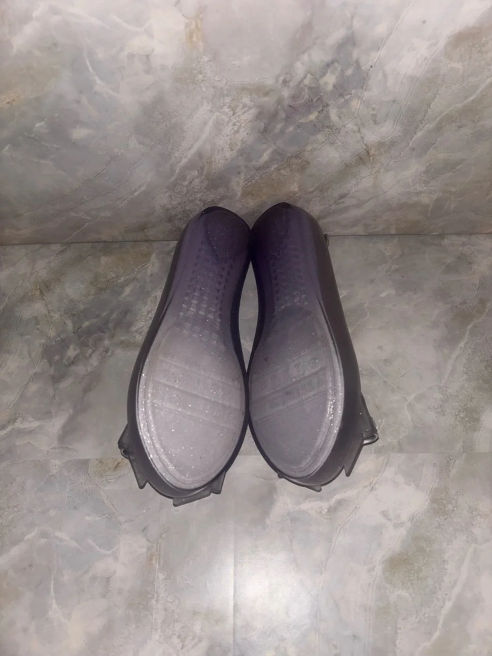 Mini Melissa silver Glitter Bow Peep-Toe Jelly Flats